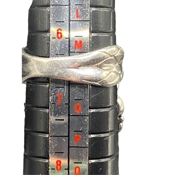 Sterling Silver 925 pink green enamel peacock ring with six oval blue sapphires - Picture 7 of 10